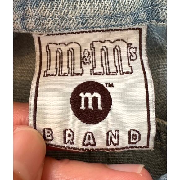 Vintage M&M’s Button Up Denim Shirt Size XL Blue Embroidered Laughing It Up - Picture 3 of 10